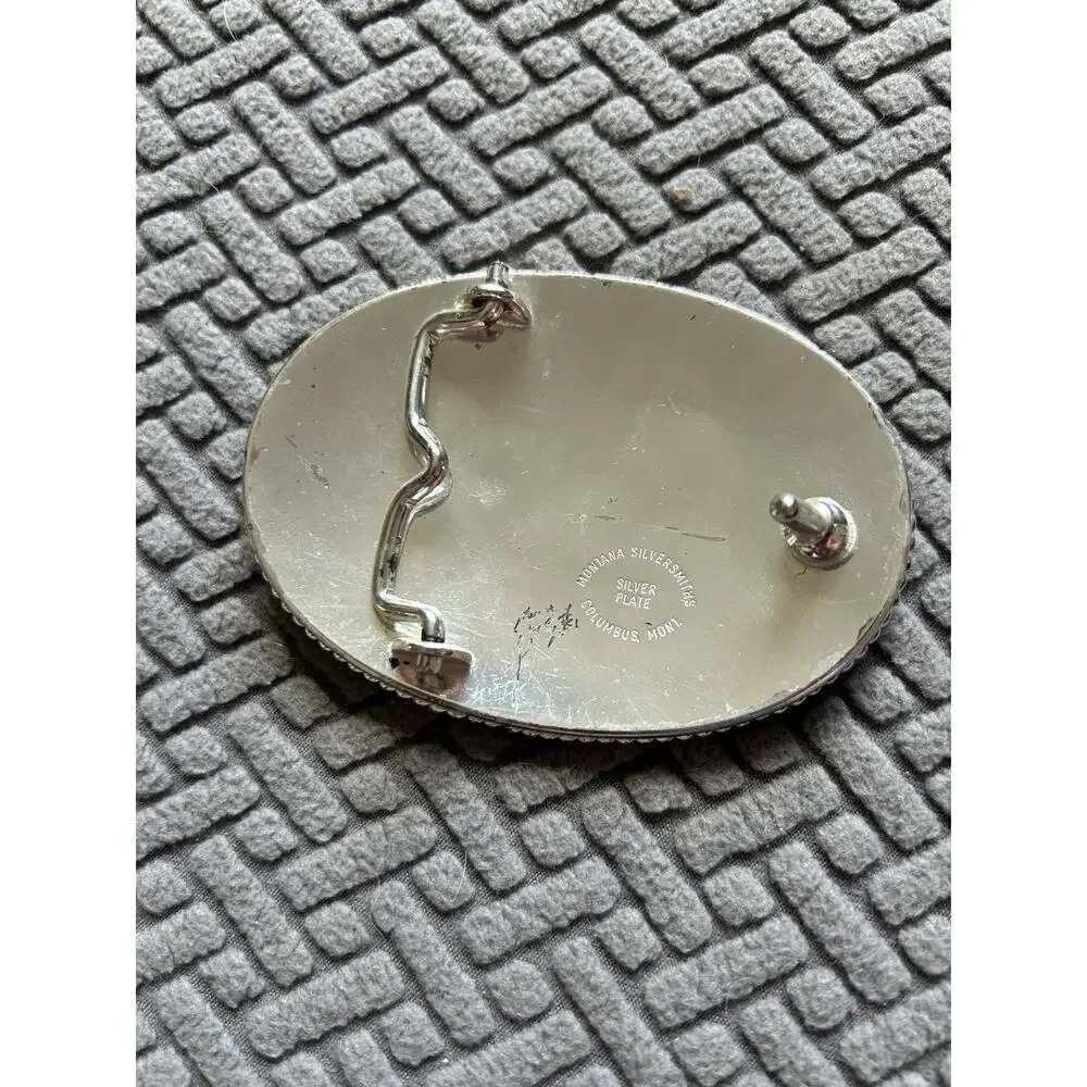 Montana Silversmiths Vintage Flying Eagle Belt Buckle Silver Plate Gold Tone